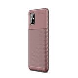 KNY Samsung Galaxy A31 Kılıf Karbon Desenli Lux Negro Silikon Kahverengi