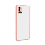 KNY Samsung Galaxy A31 Kılıf Renkli Kenarlı Kamera Korumalı Buzlu Hux Kapak Pembe