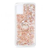 Kny Samsung Galaxy A31 Kilif Simli Sivili Kalpli Yuzuklu Milce Kapak Gold