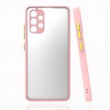 KNY Samsung Galaxy A32 4G Kılıf Renkli Kenarlı Buzlu Kamera Korumalı Hux Kapak Pembe