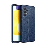 KNY Samsung Galaxy A33 Kılıf Deri Desenli Lux Niss Silikon Lacivert