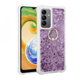 Kny Samsung Galaxy A34 Kilif Yuzuklu Ici Simli Hareketli Sivili Milce Silikon Mor