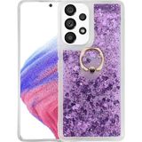 KNY Samsung Galaxy A53 Kılıf Sulu Simli Parlak Yüzüklü Milce Kapak Mor