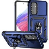 Kny Samsung Galaxy A54 Kilif Ultra Korumali Yuzuklu Manyetik Surgulu Vega Kapak Lacivert