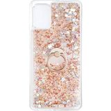 Kny Samsung Galaxy A71 Kilif Simli Sivili Kalpli Yuzuklu Milce Kapak Gold