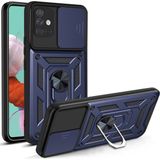 KNY Samsung Galaxy A71 Kılıf Ultra Korumalı Yüzüklü Manyetik Sürgülü Vega Kapak Lacivert