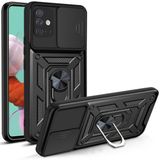 KNY Samsung Galaxy A71 Kılıf Ultra Korumalı Yüzüklü Manyetik Sürgülü Vega Kapak Siyah