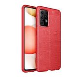 KNY Samsung Galaxy A72 Kılıf Deri Desenli Lux Niss Silikon Kırmızı