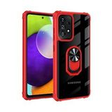 KNY Samsung Galaxy A72 Kılıf Silikon Kenarlı Yüzüklü Manyetik Mola Kapak Kırmızı