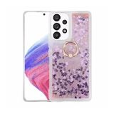 KNY Samsung Galaxy A73 Kılıf Sulu Simli Parlak Yüzüklü Milce Kapak Pembe