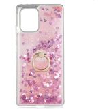 Kny Samsung Galaxy A91 S10 Lite Kılıf Sıvılı Kalplı Yüzüklü Manyetik Milce Kapak - Pembe - Galaxy S10 Lite