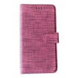 KNY Samsung Galaxy J4 Plus Kılıf Kumaş Desenli Cüzdanlı Standlı Kapaklı Kılıf Bordo