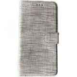 KNY Samsung Galaxy J6 Plus Kılıf Kumaş Desenli Cüzdanlı Standlı Kapaklı Kılıf Gri