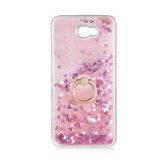KNY Samsung Galaxy J7 Prime Kılıf Sıvılı Kalplı Yüzüklü Manyetik Milce Kapak Pembe