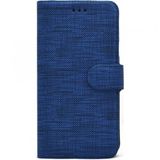 KNY Samsung Galaxy J8 Kılıf Kumaş Desenli Cüzdanlı Standlı Kapaklı Kılıf Mavi