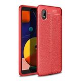 KNY Samsung Galaxy M01 Core Kılıf Deri Desenli Lux Niss Silikon Kırmızı