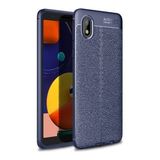 KNY Samsung Galaxy M01 Core Kılıf Deri Desenli Lux Niss Silikon Lacivert