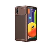 KNY Samsung Galaxy M01 Core Kılıf Karbon Desenli Lux Negro Silikon Kahverengi