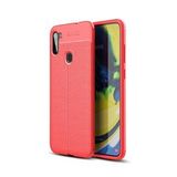 KNY Samsung Galaxy M11 Kılıf Deri Desenli Lux Niss Silikon Kırmızı
