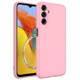 Kny Samsung Galaxy M14 Kilif Ici Suet Kamera Korumali Lansman Silikon Pembe
