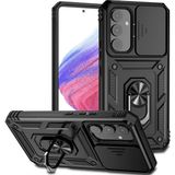 Kny Samsung Galaxy M14 Kilif Ultra Korumali Yuzuklu Manyetik Surgulu Vega Kapak Siyah