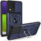 KNY Samsung Galaxy M22 Kılıf Ultra Korumalı Yüzüklü Manyetik Sürgülü Vega Kapak Lacivert