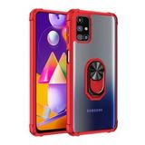 Kny Samsung Galaxy M31S Kılıf Renkli Silikon Kenarlı Yüzüklü Manyetik Mola Kapak Kırmızı