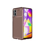 KNY Samsung Galaxy M51 Kılıf Karbon Desenli Lux Negro Silikon Kahverengi