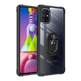 KNY Samsung Galaxy M51 Kılıf Renkli Silikon Kenarlı Yüzüklü Manyetik Mola Kapak Siyah