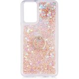 Kny Samsung Galaxy M52 Kilif Sulu Simli Yuzuklu Milce Kapak Gold