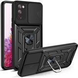 KNY Samsung Galaxy S20 FE Kılıf Ultra Korumalı Yüzüklü Manyetik Sürgülü Vega Kapak Siyah