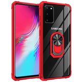 KNY Samsung Galaxy S20 Kılıf Silikon Kenarlı Renkli Yüzüklü Mola Kapak Kırmızı