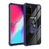 KNY Samsung Galaxy S20 Kılıf Silikon Kenarlı Renkli Yüzüklü Mola Kapak Lacivert