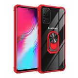 KNY Samsung Galaxy S20 Ultra Kılıf Silikon Kenarlı Renkli Yüzüklü Mola Kapak Kırmızı