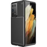 KNY Samsung Galaxy S21 Ultra Kılıf Karbon Desenli Lux Negro Silikon Siyah
