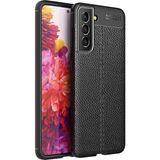 KNY Samsung Galaxy S22 Plus Kılıf Deri Desenli Lux Niss Silikon Siyah