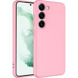 Kny Samsung Galaxy S23 Plus Kilif Ici Suet Renkli Mara Lansman Silikon Pembe