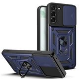 Kny Samsung Galaxy S23 Plus Kilif Ultra Korumali Yuzuklu Manyetik Surgulu Vega Kapak Lacivert