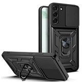 Kny Samsung Galaxy S23 Plus Kilif Ultra Korumali Yuzuklu Manyetik Surgulu Vega Kapak Siyah
