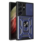 Kny Samsung Galaxy S23 Ultra Kılıf Ultra Korumalı Yüzüklü Manyetik Sürgülü Vega Kapak Lacivert