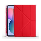 Kny Samsung Galaxy Tab S6 Lite P610 İçin Kalemlikli Standlı Arkası Silikon Trifolding Kılıf Kırmızı