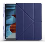 Kny Samsung Galaxy Tab S7 T870 İçin Kalemlikli Standlı Arkası Silikon Trifolding Kılıf Lacivert