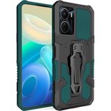 Kny Vivo Y16 Kilif Ultra Korumali Manyetik Kemere Takmali Standli Klik Kapak Yesil