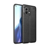 KNY Xiaomi Mi 11 Kılıf Deri Desenli Lux Niss Silikon Siyah