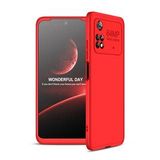 KNY Xiaomi Poco M4 Pro 4G Kılıf 3 Parça 360 Ays Kapak Kırmızı