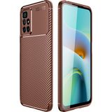 Kny Xiaomi Redmi 10 Kılıf Karbon Desenli Lux Negro Silikon - Kahverengi