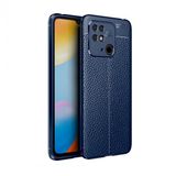 KNY Xiaomi Redmi 10C Kılıf Deri Desenli Lux Niss Silikon Lacivert