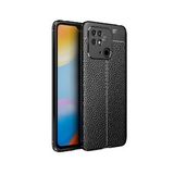 KNY Xiaomi Redmi 10C Kılıf Deri Desenli Lux Niss Silikon Siyah