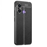 Kny Xiaomi Redmi 12C Kilif Deri Desenli Lux Niss Silikon Siyah