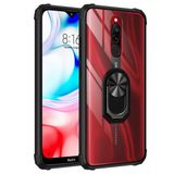 KNY Xiaomi Redmi 8 Kılıf Silikon Kenarlı Renkli Mayetik Yüzüklü Mola Kapak Siyah